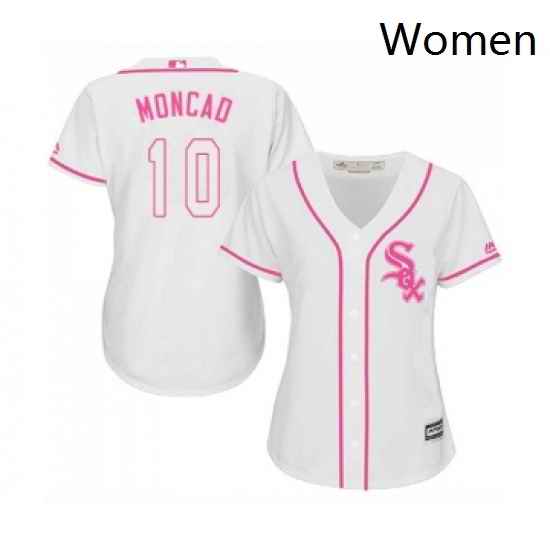 Womens Majestic Chicago White Sox 10 Yoan Moncada Authentic White Fashion Cool Base MLB Jerseys